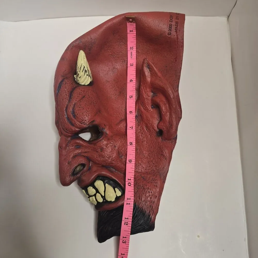VTG 2000 Don Post Studios Red Devil Gore Demon Horns Beard Adult Halloween Mask